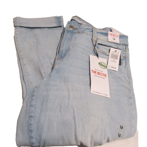 Celebrity Pink Trendy Plus Size Distressed Girlfriend Jeans Sink Hole Size 14 - Picture 2 of 6